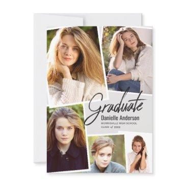 graduation photo collage modern marker script announcement