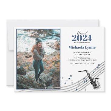 graduation saxophone marching band with photo invitation