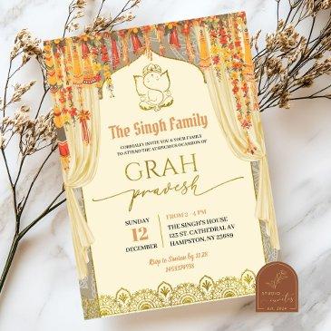 grah pravesh indian hindu housewarming invitation