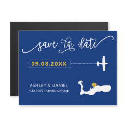 Small Grand Cayman Wedding Save The Date Invitations, Map Magnetic Invitation Front View