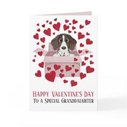 Small Granddaughter Puppy In Box Valentine's Invitations Front View