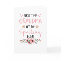 Small Grandma Expectant Omi Flowers Grandparents Invitations Front View