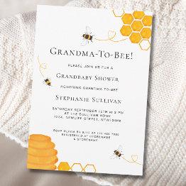 Small Grandma To Bee Baby Shower Invitation Front View
