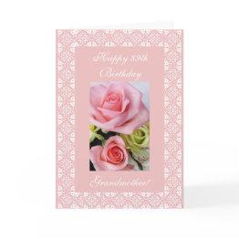 Small Grandma's 89th Birthday - Rose Invitations Front View