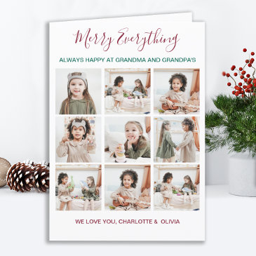 grandparents 9 photo merry everything christmas holiday invitations