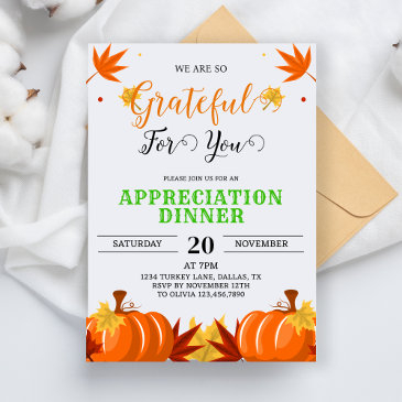 grateful for you fall appreciation thanksgiving invitation