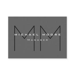 Small Gray Black Bold Monogram Modern Minimalist Business Invitations Front View