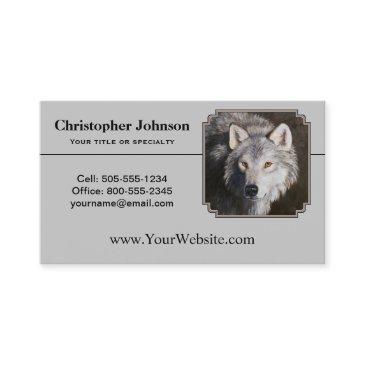 gray timber wolf face portrait business invitations