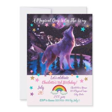 gray wolf howling in forest invitation
