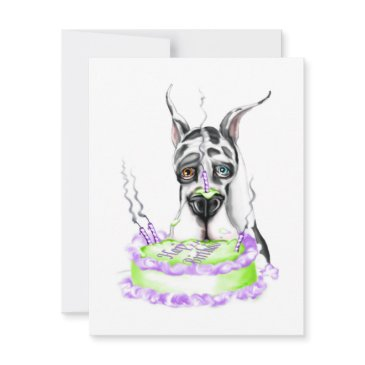 great dane harlequin birthday cake invitation