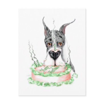 great dane merle birthday cake invitation
