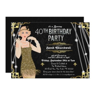 great gatsby flapper girl birthday invitation