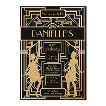 great gatsby inspired art deco birthday invitation