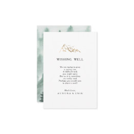 Small Green And Gold Mountain Wedding Wishing Well Invitations Front View