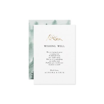 green and gold mountain wedding wishing well invitations
