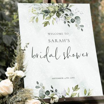 green boho bridal shower welcome foam board