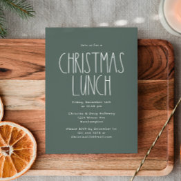 Small Green Boho Polka Dot Christmas Lunch Invitation Front View