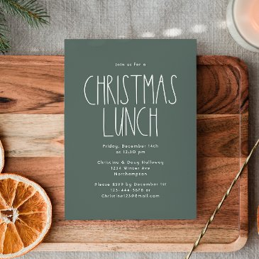 green boho polka dot christmas lunch invitation