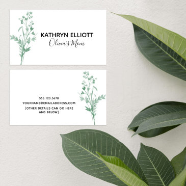 green botanical mommy play date calling invitations