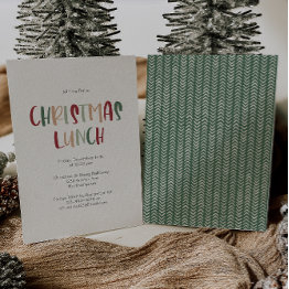 Small Green Casual Colorful Christmas Lunch Invitation Front View