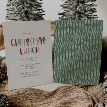 green casual colorful christmas lunch invitation