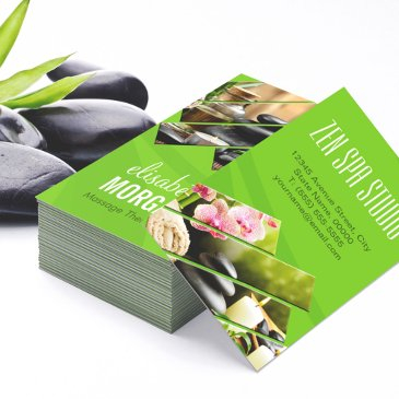 green chic zen spa wellness massage therapist business invitations