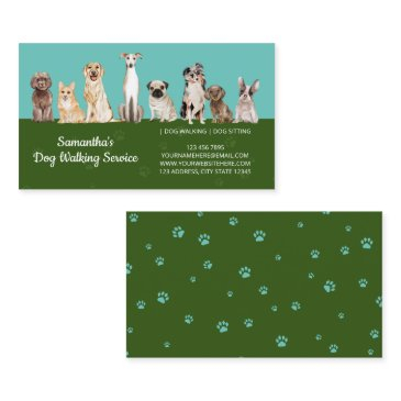 green cute paws watercolor dogs business invitations