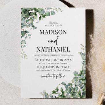 green eucalyptus leaves greenery botanical wedding invitation