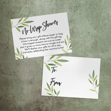 green foliage display baby shower gift invitations