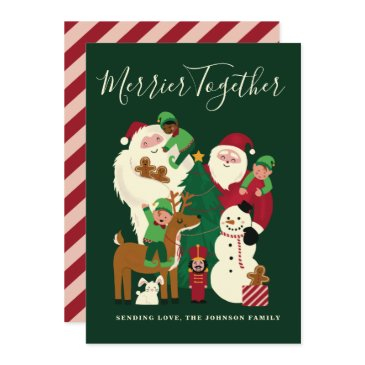 green merrier together santa and friends invitations