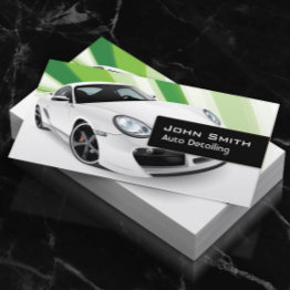 Small Green Mobile Auto Detailing Car Dealer Business Invitations Front View