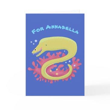 green moray eel funny cartoon illustration invitations