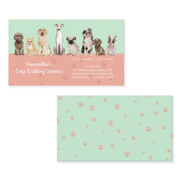 green orange cute paws watercolor dogs business invitations