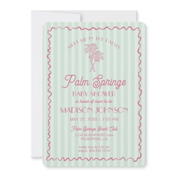 green palm springs pastel beach cabana baby shower invitation