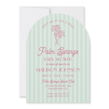 green palm springs pastel beach cabana baby shower invitation