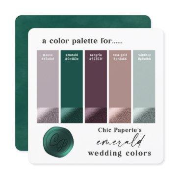 green purple rose gold wedding color palette invitations
