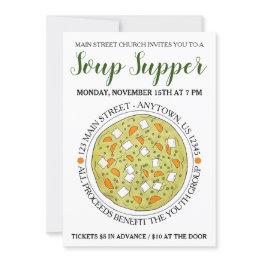 Small Green Split Pea Soup Bowl Cookoff Supper Food Fest Invitation Front View