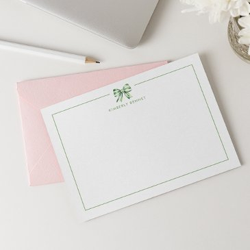 green striped bow coquette personalized note invitations