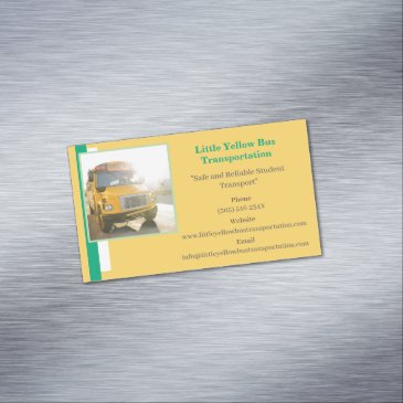 green yellow school bus driver business invitations magnet