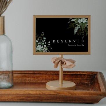 greenery and gold leaf | black reserved sign