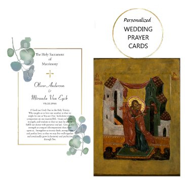 greenery and gold orthodox wedding prayer invitations