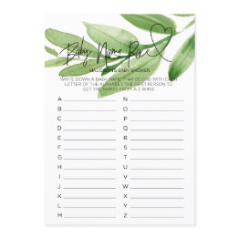 Small Greenery Baby Shower Game Baby Name Race Invitations Front View
