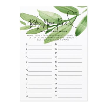 greenery baby shower game baby name race invitations