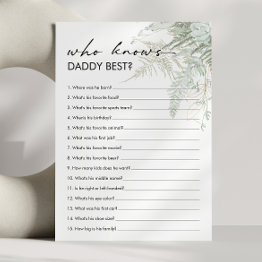 Small Greenery Baby Shower Who Knows Daddy Best Invitations Front View