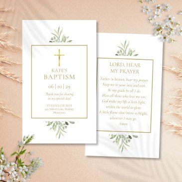 greenery baptism christening prayer invitations