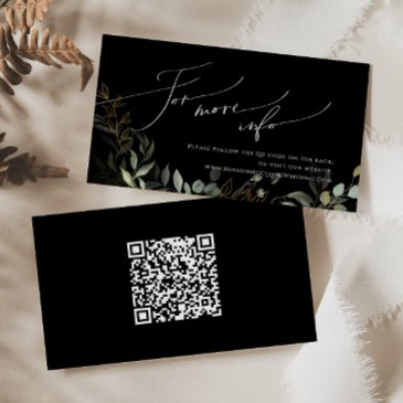 greenery black and gold qr code wedding website enclosure invitations