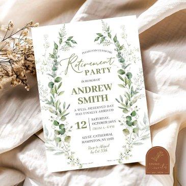 greenery eucalyptus retirement office party invitation
