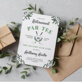 Small Greenery Golf Themed Retirement Party Invitation Front View