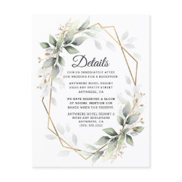 Small Greenery Green And Gold Geometric Rustic Wedding Enclosure Invitations Front View