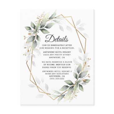 greenery green and gold geometric rustic wedding enclosure invitations